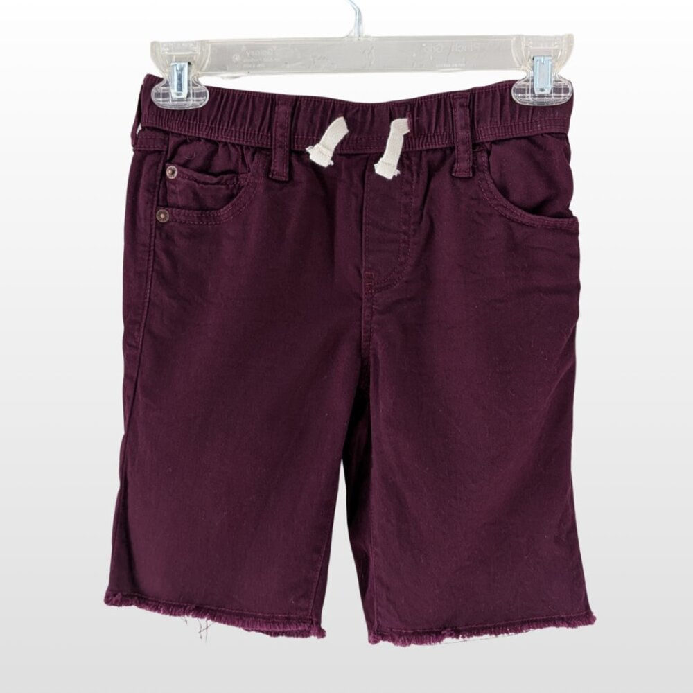 GAP Boys Burgundy Drawstring Cutoff Denim Shorts